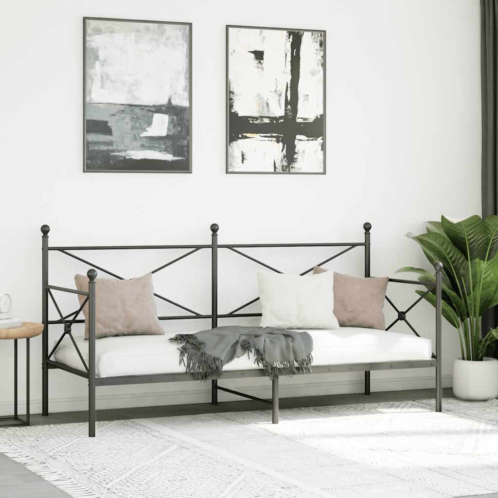 vidaXL Slaapbank zonder matras 90x190 cm staal zwart afbeelding