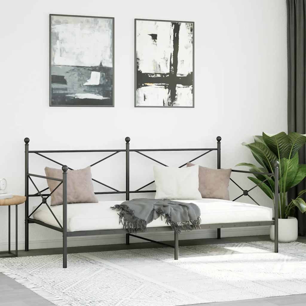 vidaXL Slaapbank zonder matras 100x200 cm staal zwart afbeelding