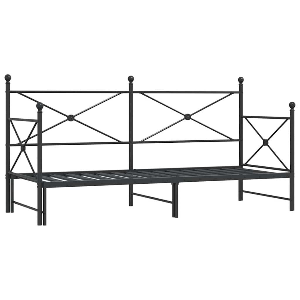 Thumbnail - vidaXL Tagesbett Ausziehbar ohne Matratze Schwarz 75x190 cm Stahl