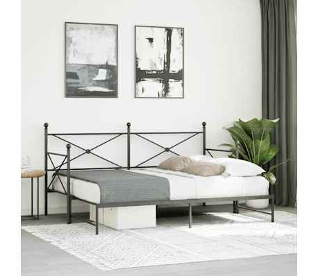 vidaXL Lit de jour avec gigogne sans matelas noir 75x190 cm