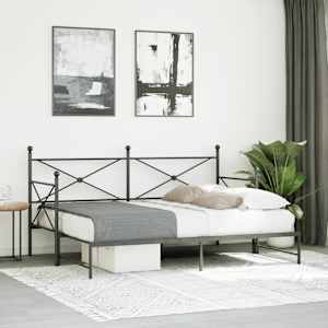 vidaXL Lit de jour avec gigogne sans matelas noir 75x190 cm