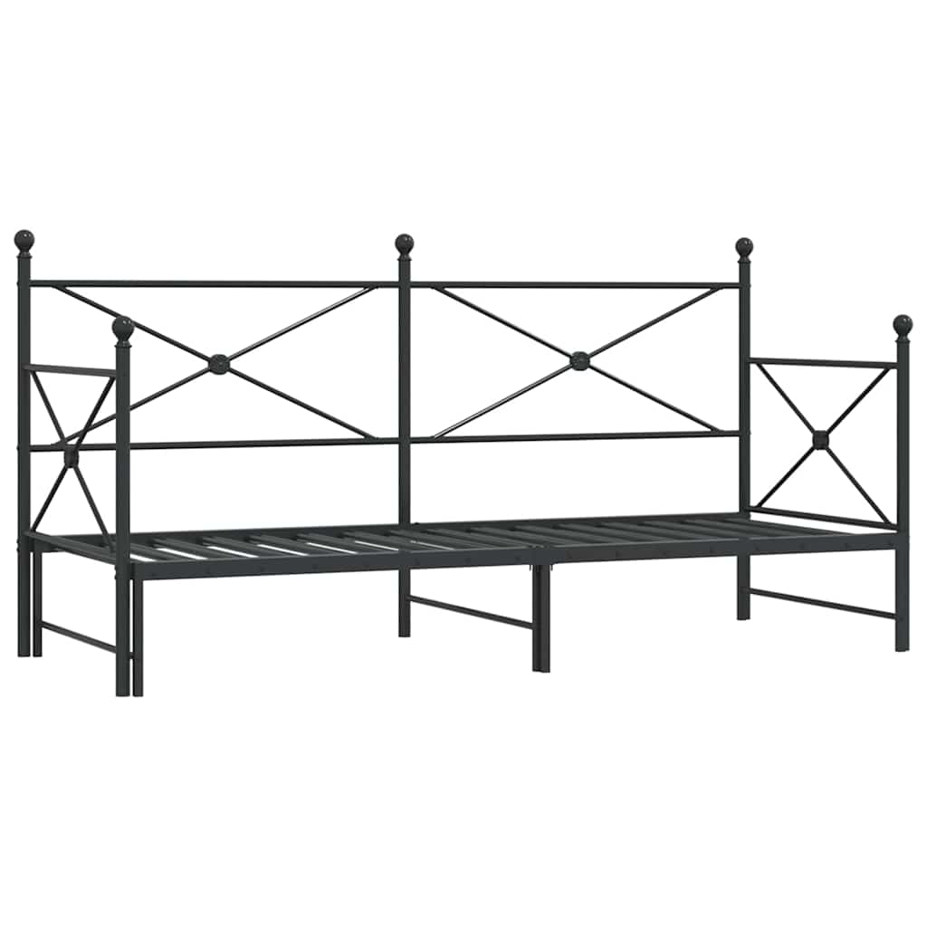 Thumbnail - vidaXL Tagesbett Ausziehbar ohne Matratze Schwarz 80x200 cm Stahl