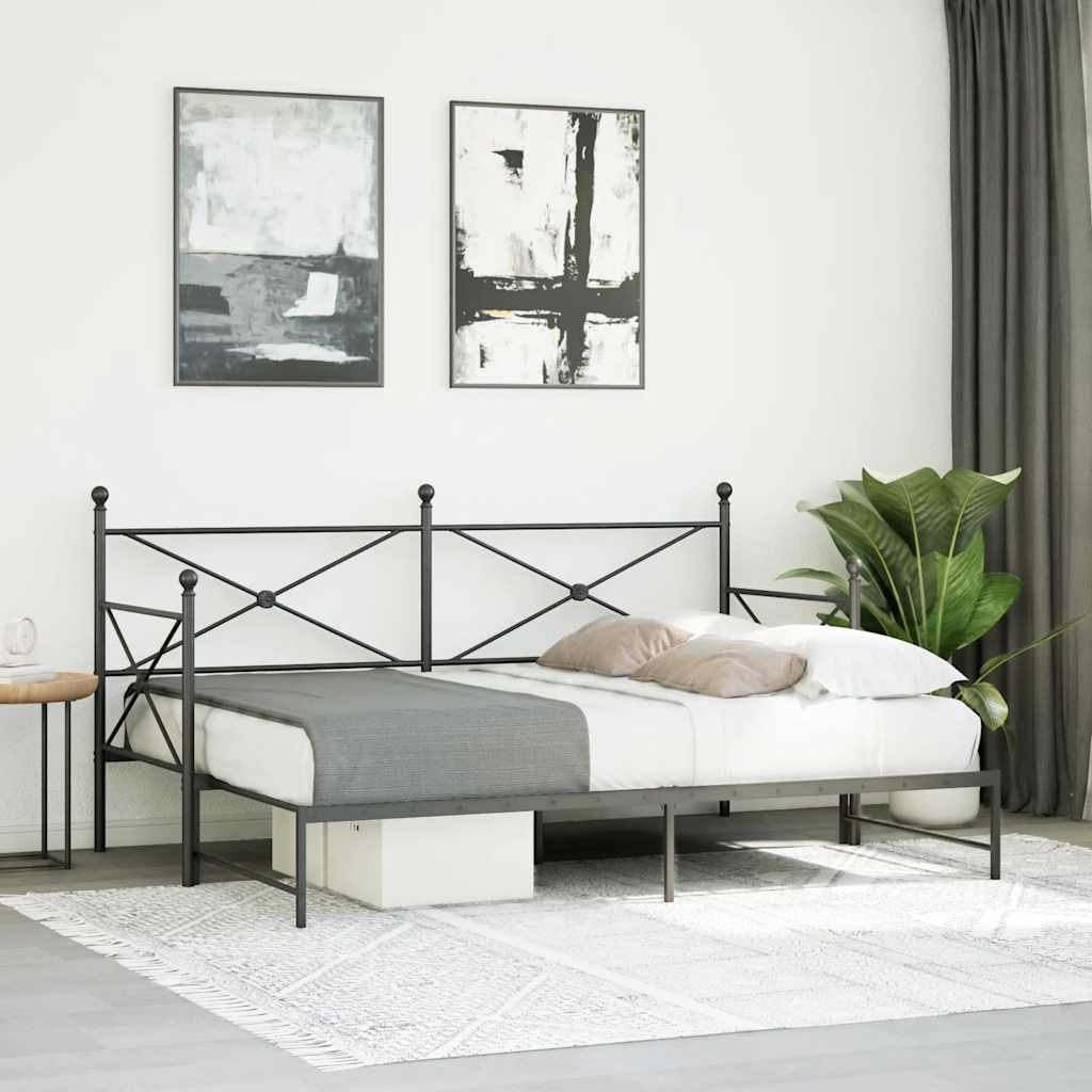 vidaXL kihúzható kanapéágy matrac nélkül fekete 80x200 cm acél