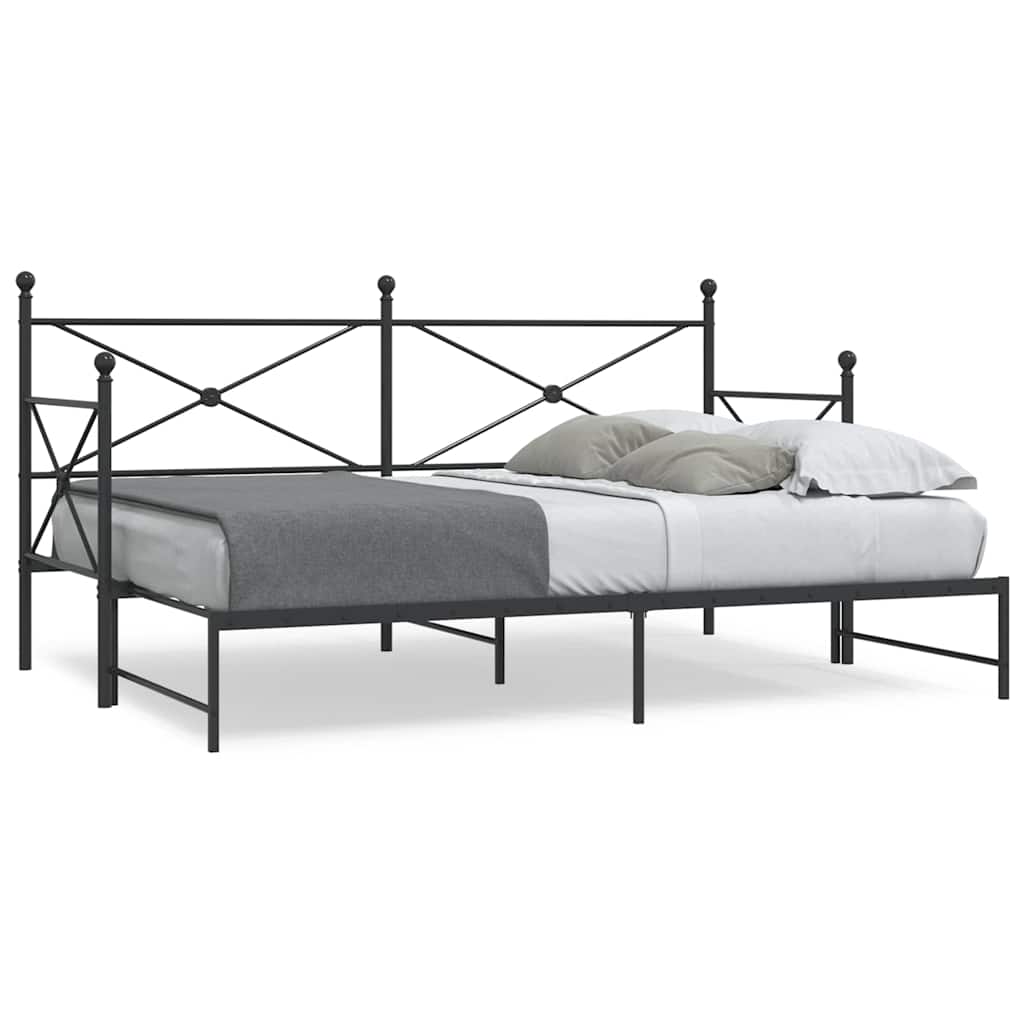 vidaXL Tagesbett Ausziehbar ohne Matratze Schwarz 80x200 cm Stahl