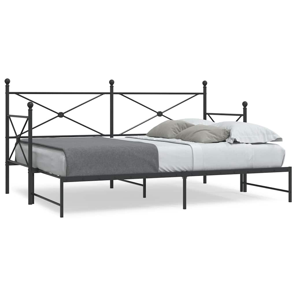 vidaXL Tagesbett Ausziehbar ohne Matratze Schwarz 90x190 cm Stahl