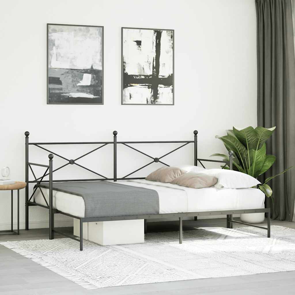 vidaXL kihúzható kanapéágy matrac nélkül fekete 90x200 cm acél