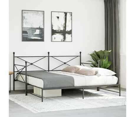 vidaXL Lit de jour et lit gigogne sans matelas noir 100x190 cm acier