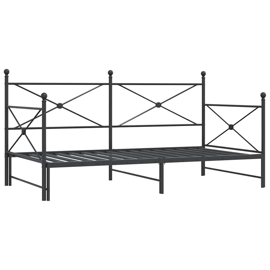 Thumbnail - vidaXL Tagesbett Ausziehbar ohne Matratze Schwarz 100x200 cm Stahl