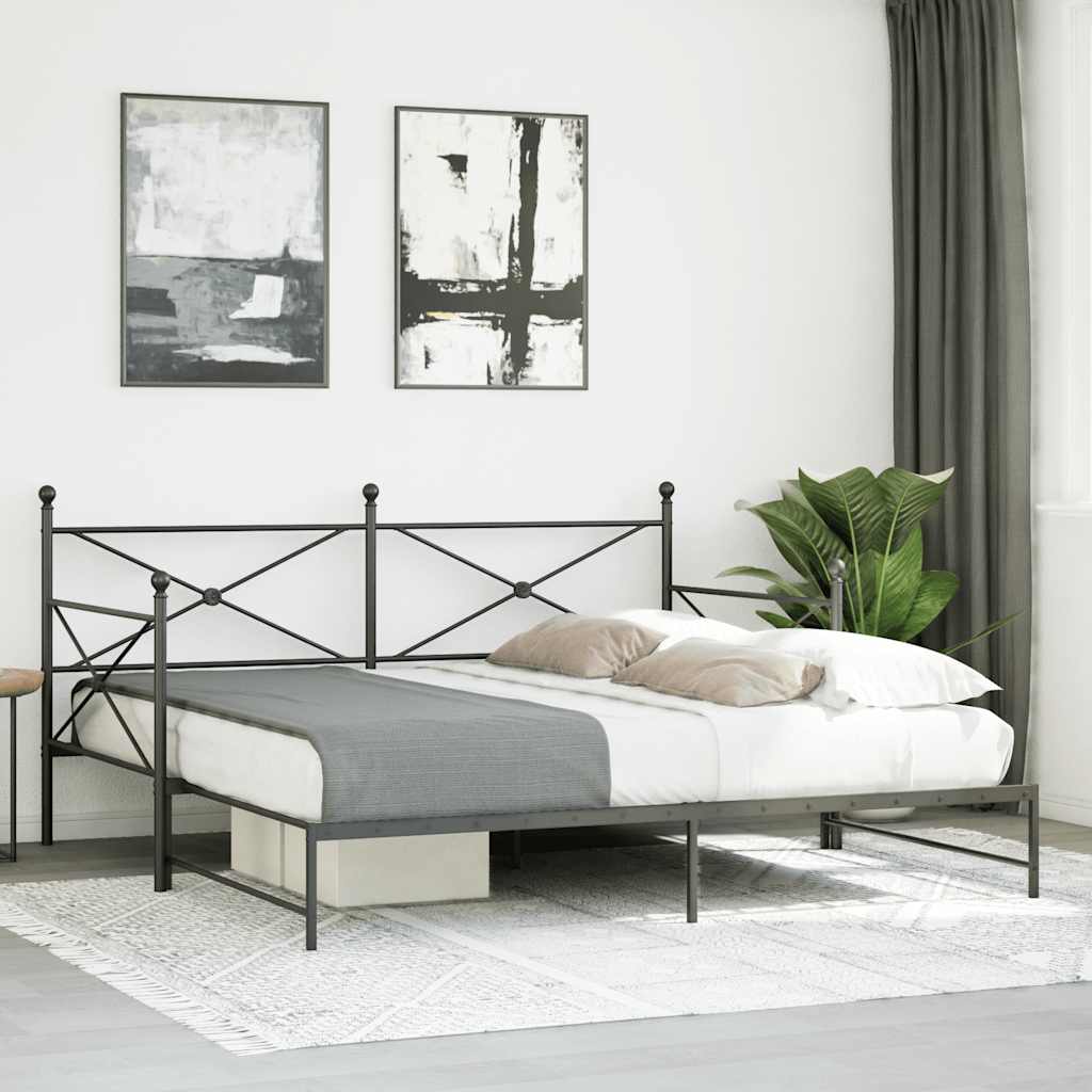 vidaXL kihúzható kanapéágy matrac nélkül fekete 100x200 cm acél