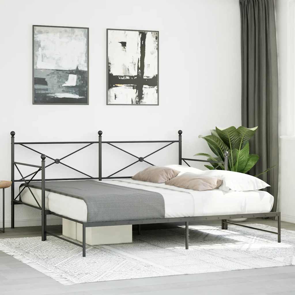 vidaXL Slaapbank onderschuifbed zonder matras 107x203 cm staal zwart afbeelding