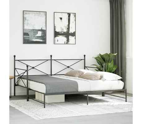 vidaXL daybed med udtr&aelig;k uden madras 107x203 cm st&aring;l sort