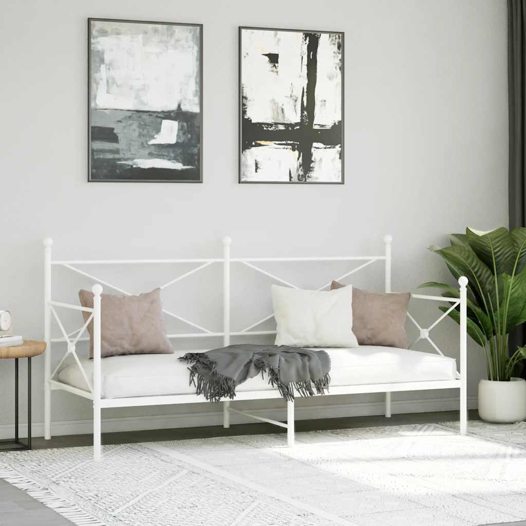 vidaXL Slaapbank zonder matras 90x190 cm staal wit afbeelding