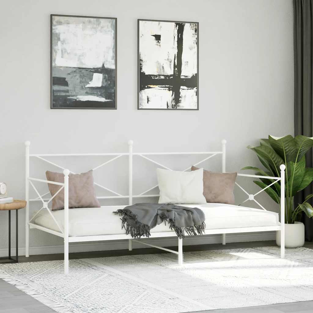 vidaXL Slaapbank zonder matras 107x203 cm staal wit afbeelding
