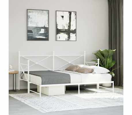 vidaXL Lit de jour avec lit gigogne sans matelas blanc 80x200 cm acier