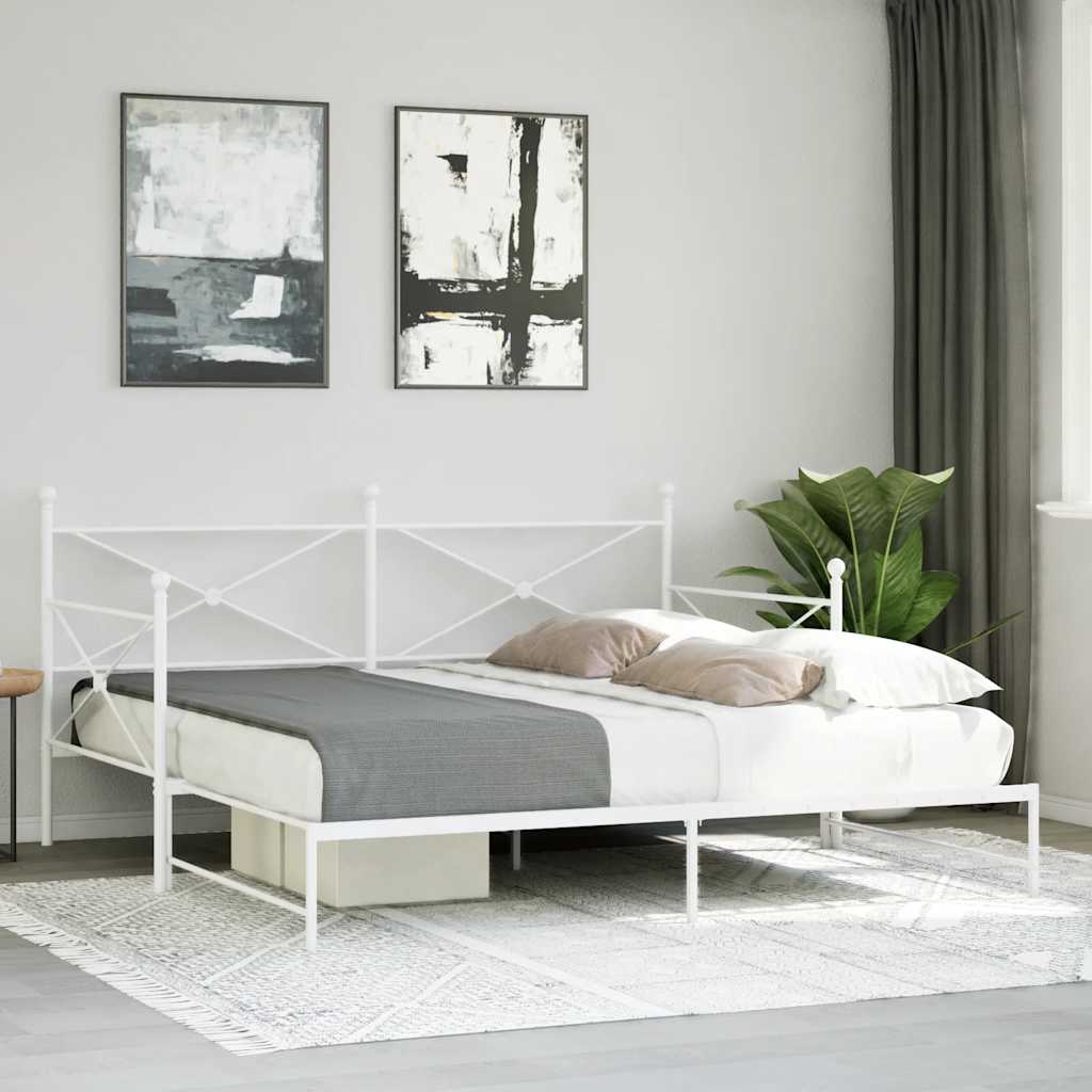 vidaXL Slaapbank met onderschuifbed zonder matras 100x200 cm staal wit afbeelding