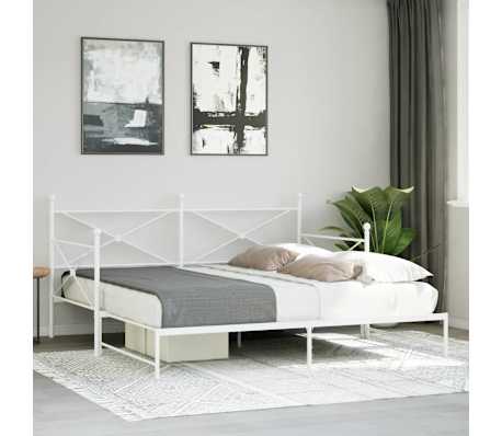 vidaXL Daybed with Trundle without Mattress White 100x200 cm Steel