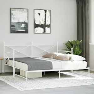 vidaXL Daybed with Trundle without Mattress White 100x200 cm Steel