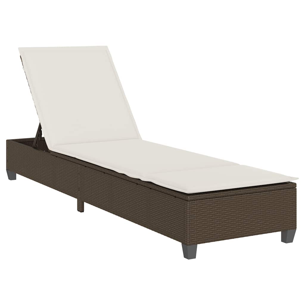 Thumbnail - vidaXL Sonnenliege mit Auflagen Braun 55x200x25,5cm Poly Rattan