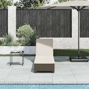 vidaXL Sonnenliege mit Auflagen Braun 55x200x25,5cm Poly Rattan
