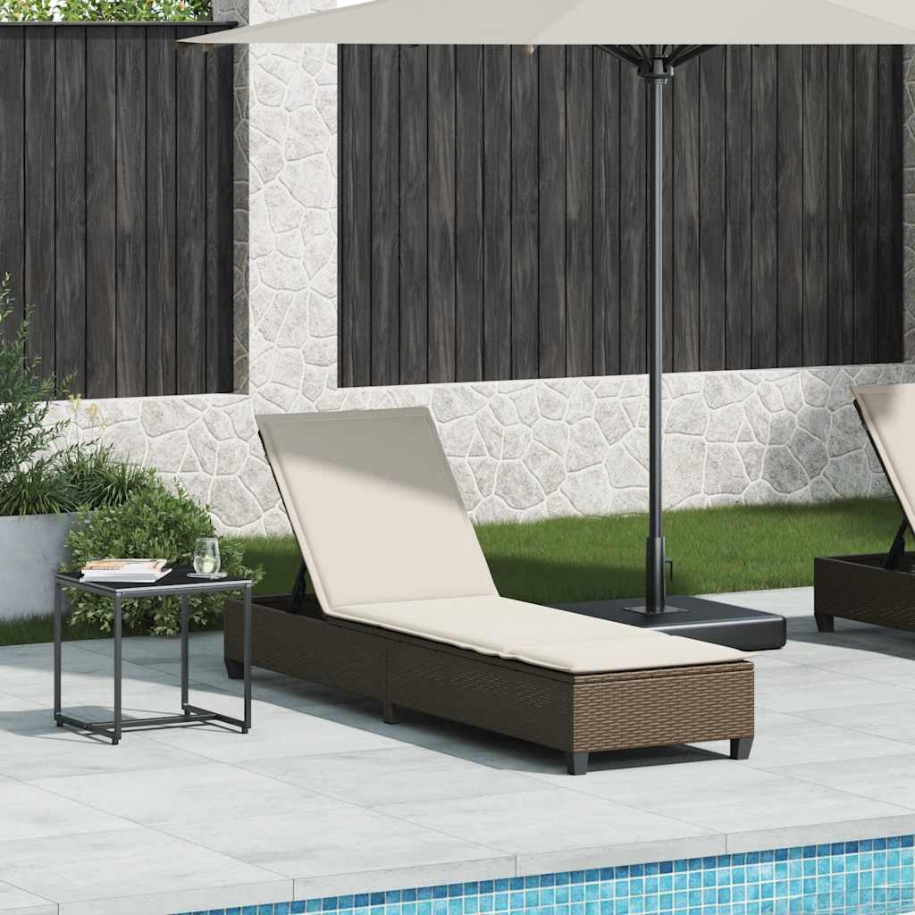 vidaXL Sonnenliege mit Auflagen Braun 55x200x25,5cm Poly Rattan