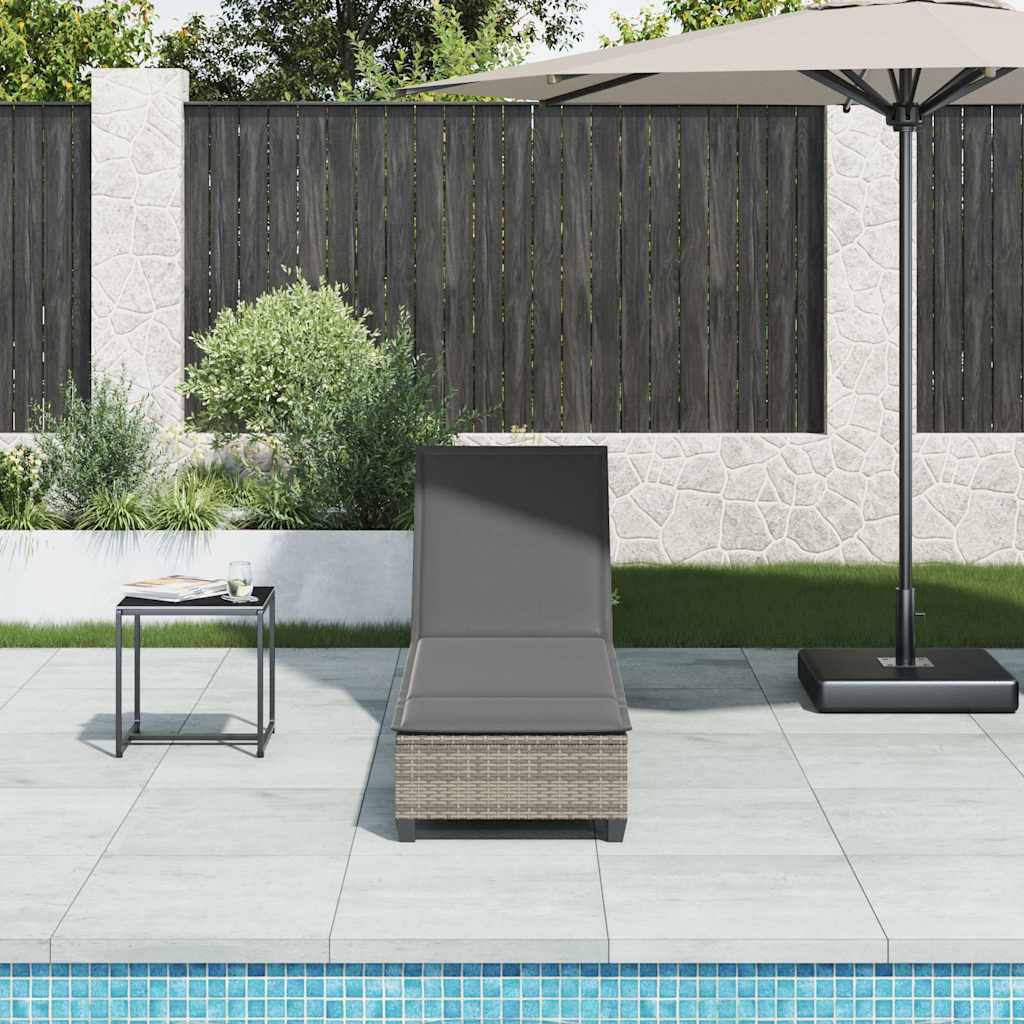 Thumbnail - vidaXL Sonnenliege mit Auflagen Grau 55x200x25,5cm Poly Rattan