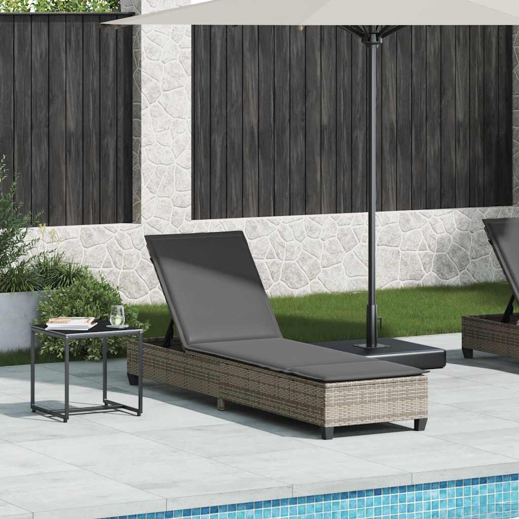 vidaXL Sonnenliege mit Auflagen Grau 55x200x25,5cm Poly Rattan