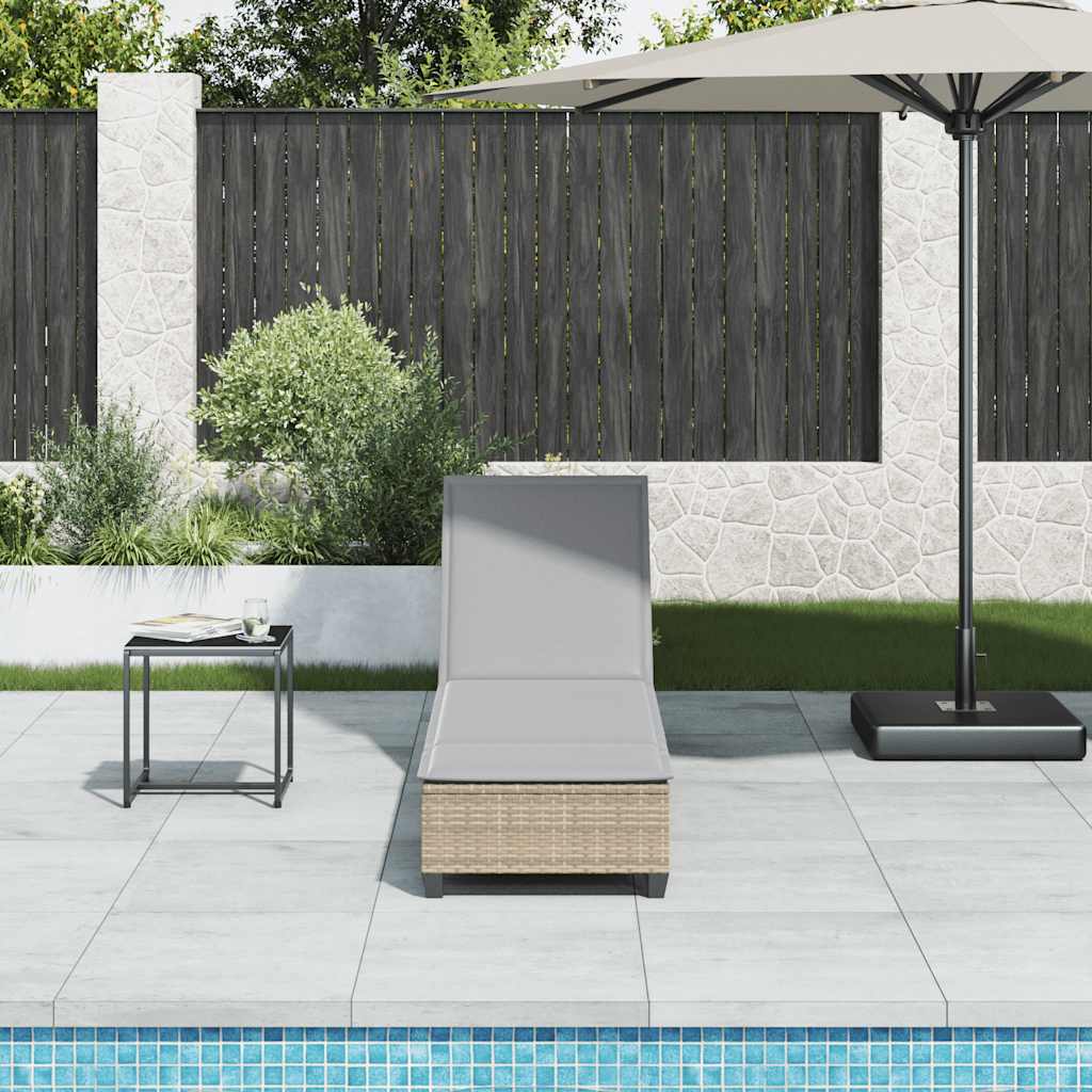 vidaXL Ligstoel met kussens beige 55x200x25,5cm polyrotan