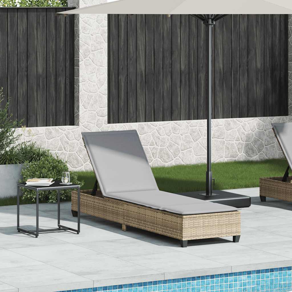 vidaXL Sonnenliege mit Auflagen Beige 55x200x25,5cm Poly Rattan