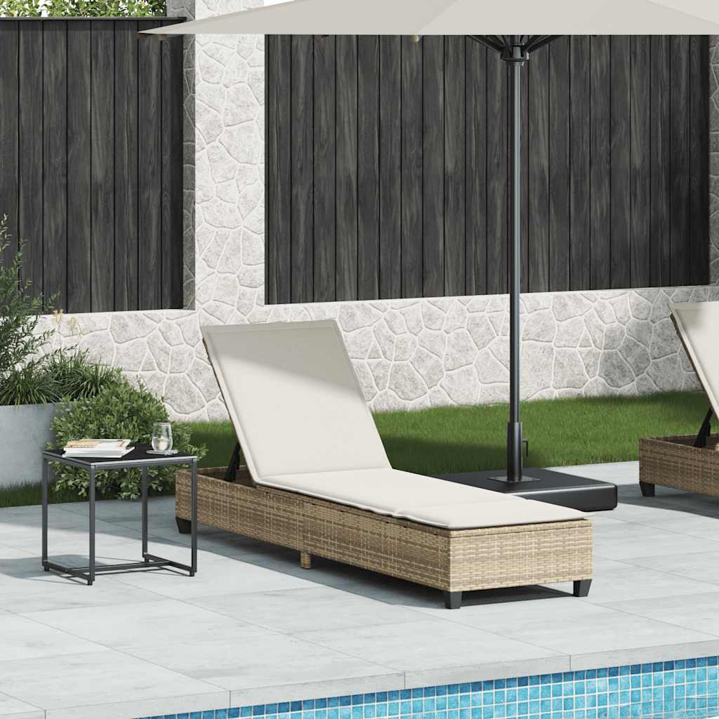 vidaXL Sonnenliege mit Auflagen Beige 55x200x25,5cm Poly Rattan