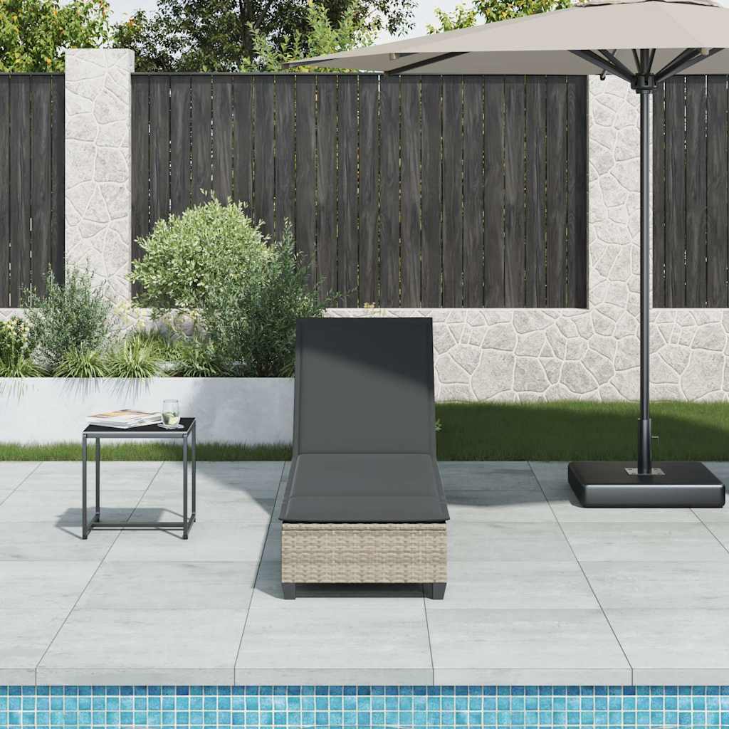 Thumbnail - vidaXL Sonnenliege mit Auflagen Hellgrau 55x200x25,5cm Poly Rattan