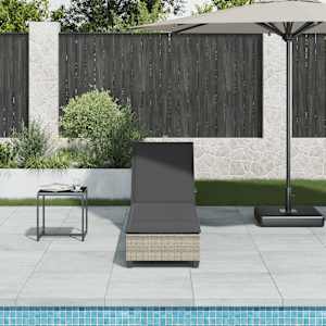 vidaXL Sonnenliege mit Auflagen Hellgrau 55x200x25,5cm Poly Rattan