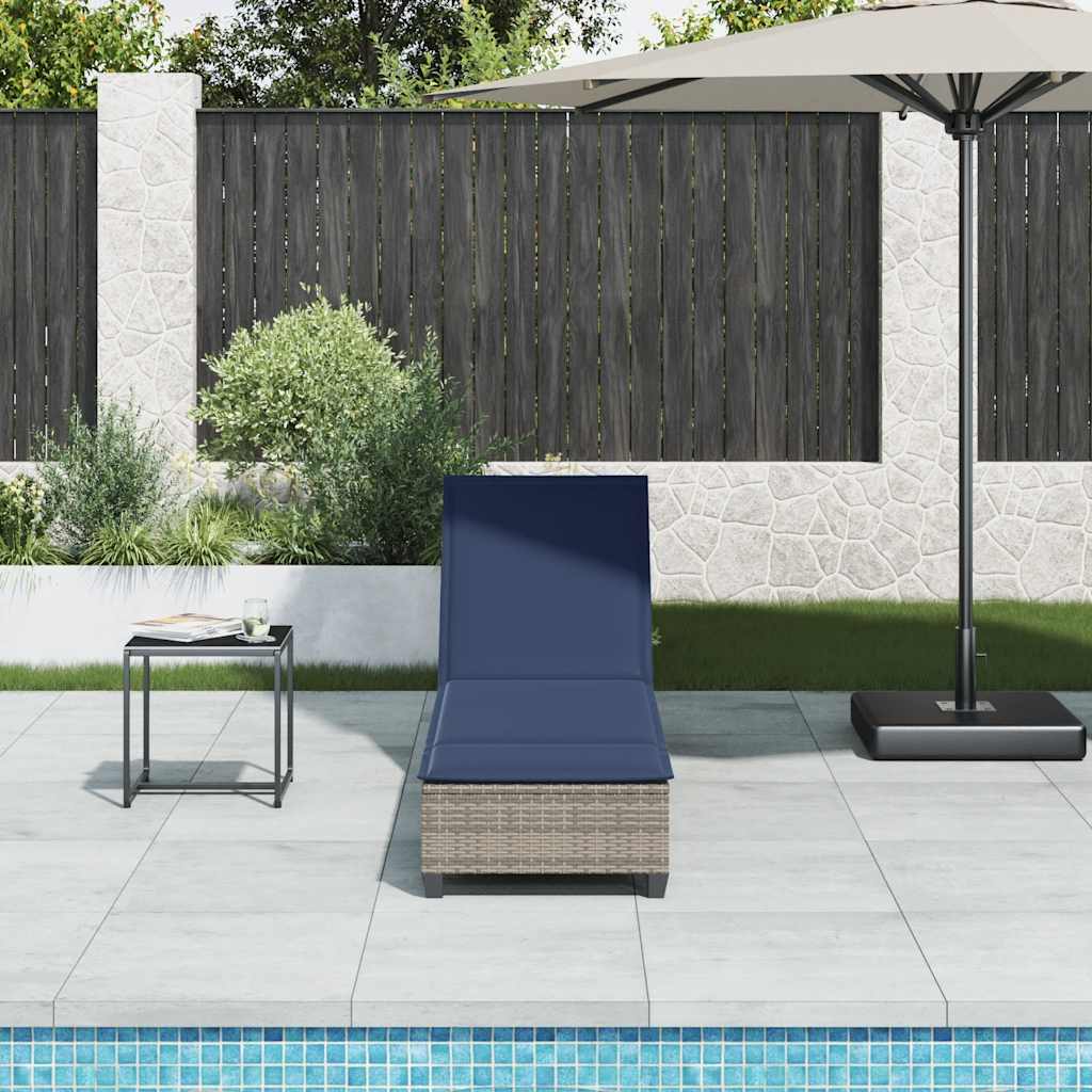 Thumbnail - vidaXL Sonnenliege mit Auflagen Grau 55x200x25,5cm Poly Rattan