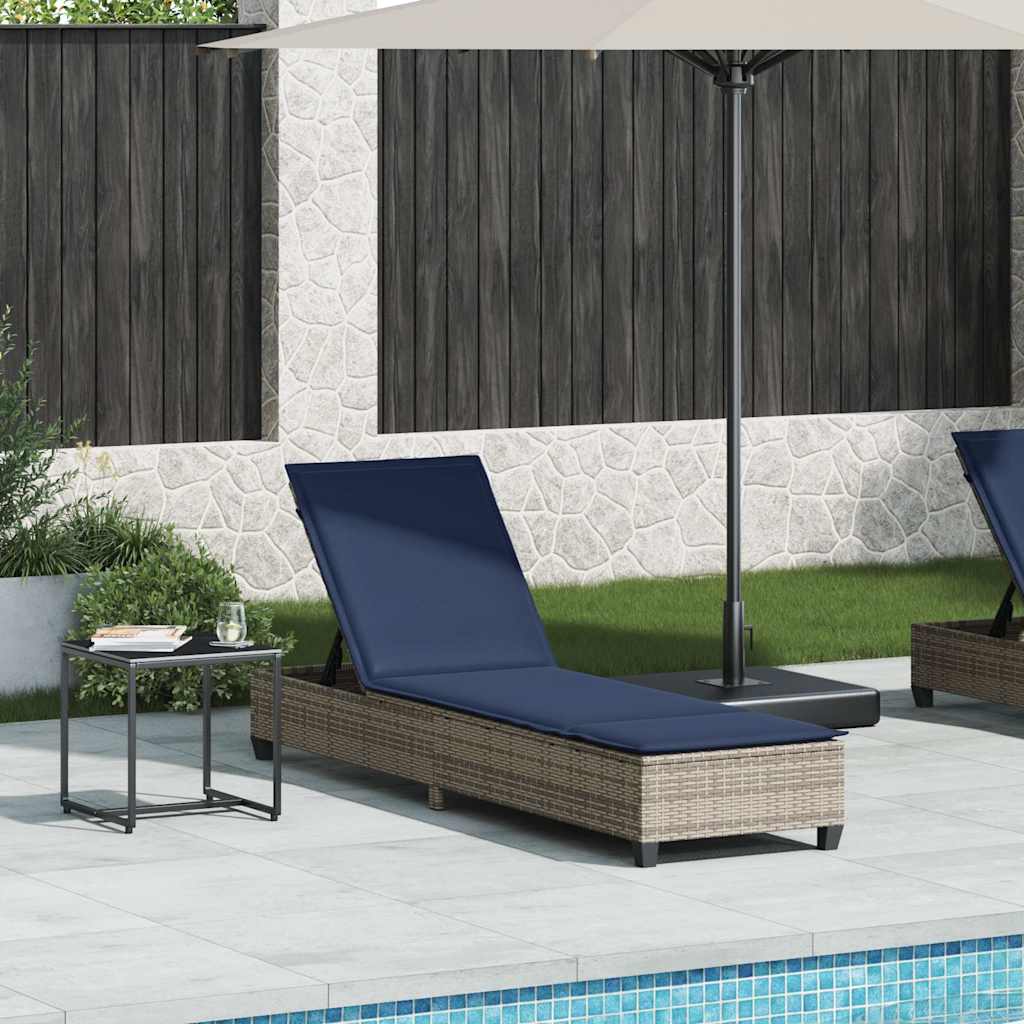 vidaXL Sonnenliege mit Auflagen Grau 55x200x25,5cm Poly Rattan