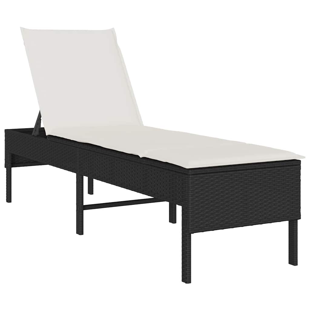 Thumbnail - vidaXL Sonnenliege mit Auflage Schwarz 55x200x44 cm Poly Rattan