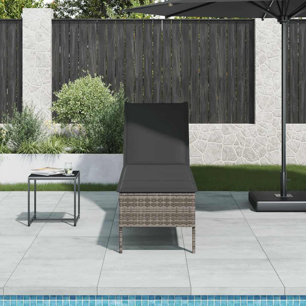 vidaXL Solstol med dyna gr&aring; 55x200x44cm konstrotting