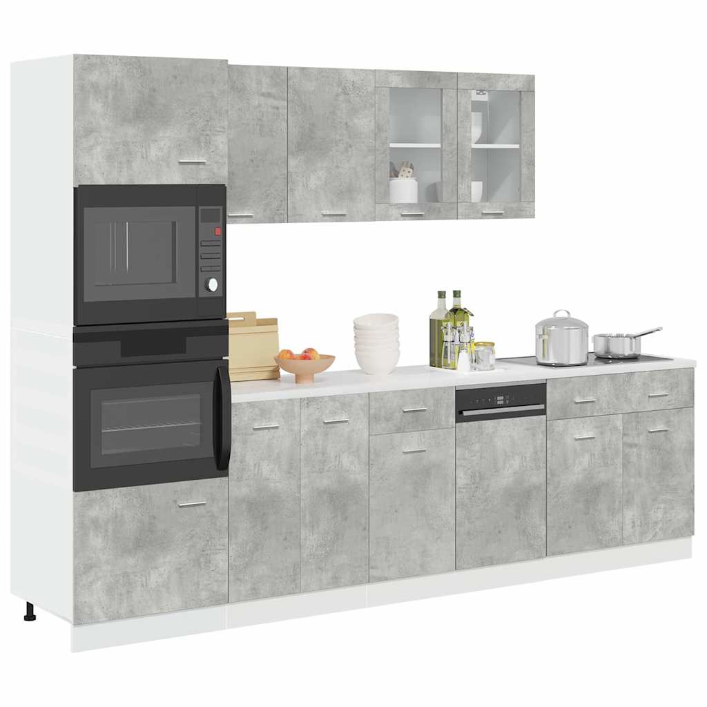 vidaXL Set mobilier de baie “Lyon”, 7 piese, gri beton, lemn compozit