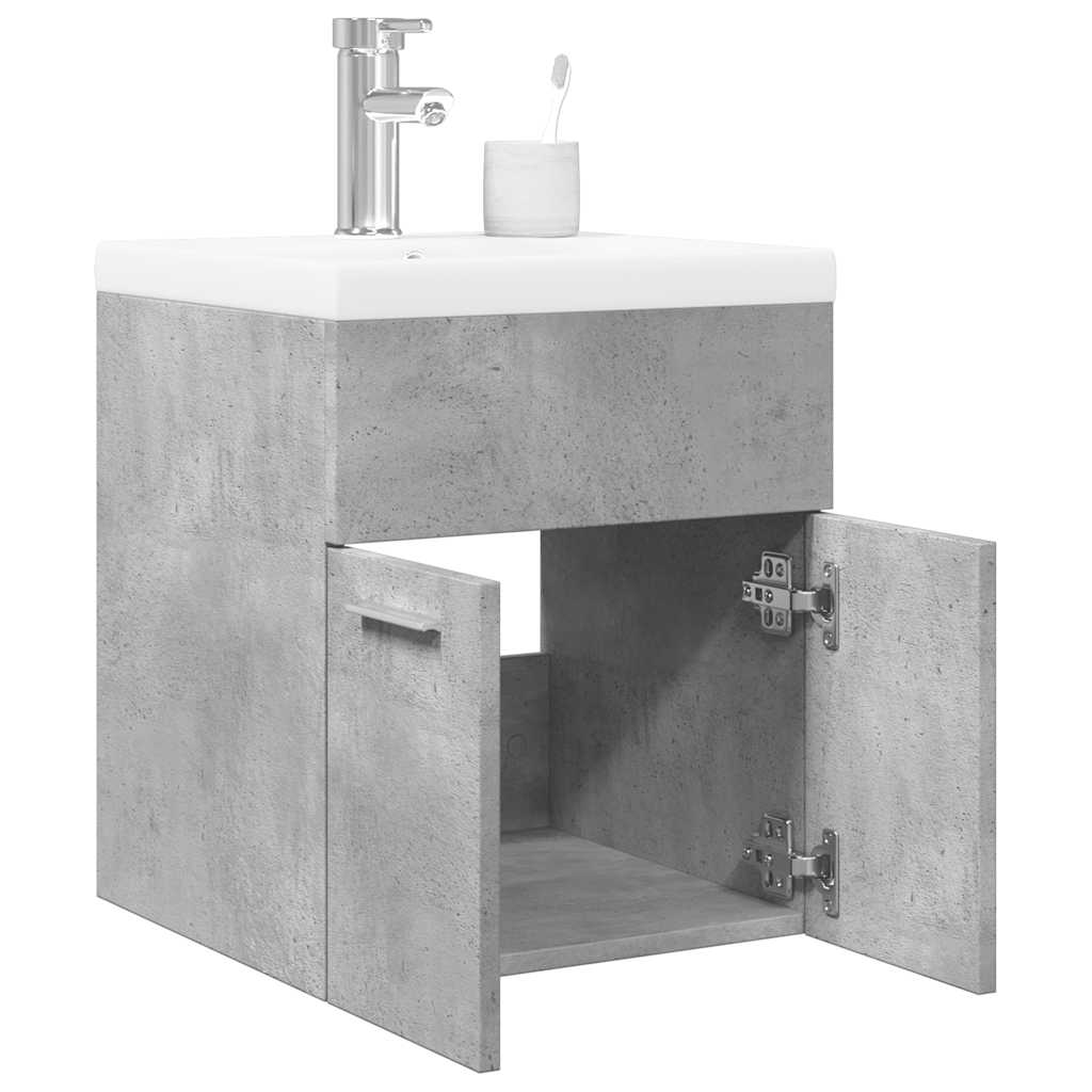 vidaXL 2-tlg. Badmöbel-Set Betongrau Holzwerkstoff