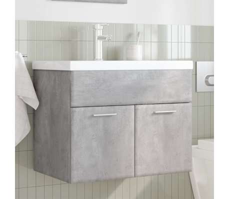 vidaXL Armoire lavabo de salle de bain avec bassin int&eacute;gr&eacute; gris b&eacute;ton