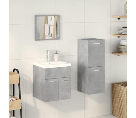 vidaXL Ensemble de meubles de salle de bain 4 pcs gris b&eacute;ton