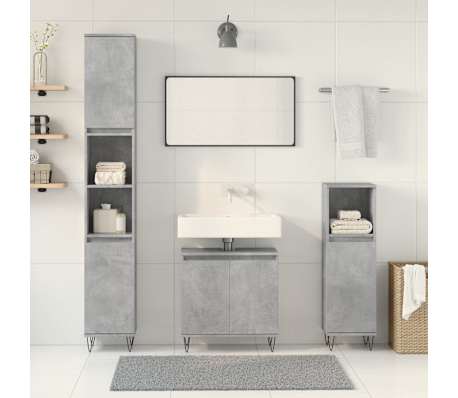 vidaXL Ensemble de meubles de salle de bain 3 pcs gris b&eacute;ton