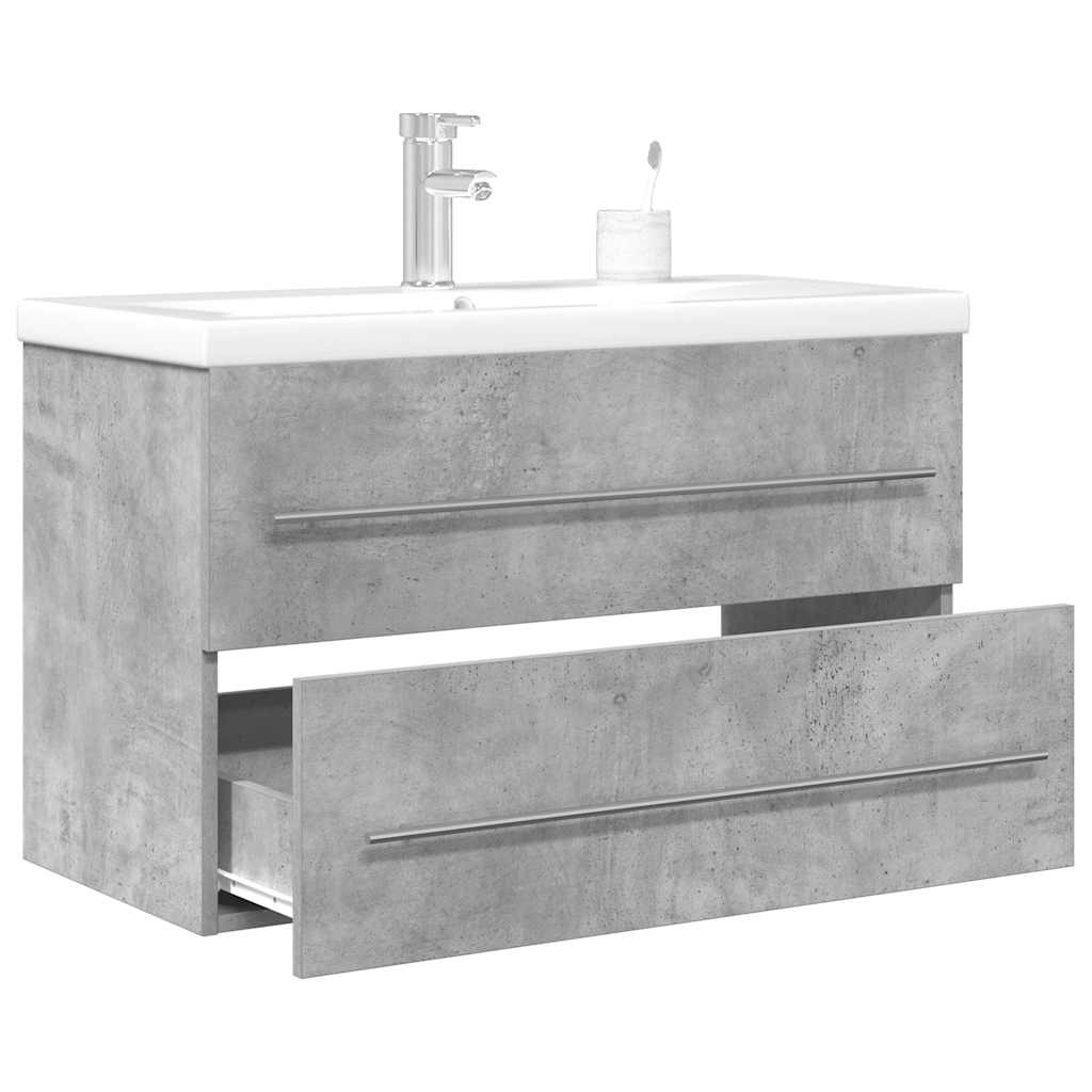 vidaXL 2 pcs conj. móveis casa banho derivados madeira cinza cimento