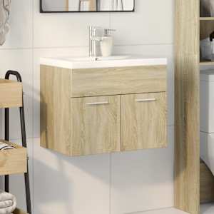 vidaXL Bathroom Sink Cabinet with Built-in Basin Sonoma Oak