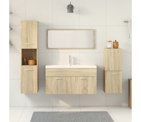 vidaXL Ensemble de meubles de salle de bain 5 pcs ch&ecirc;ne sonoma