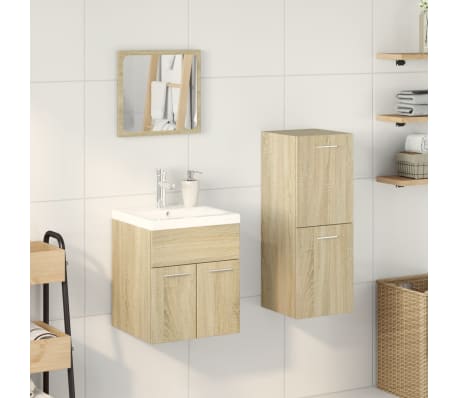 vidaXL 4-delige Badkamermeubelset bewerkt hout sonoma eikenkleurig