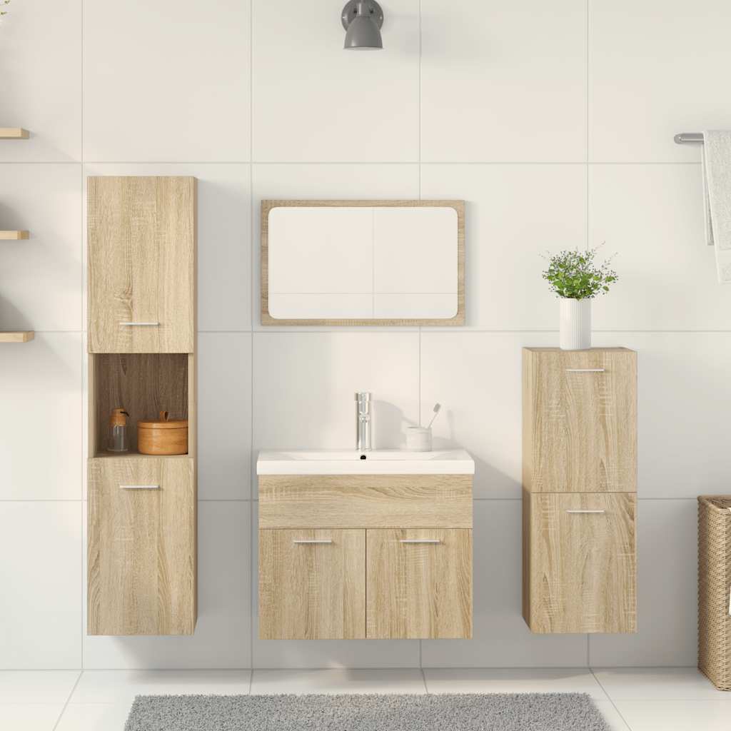 vidaXL 5-delige Badkamermeubelset bewerkt hout sonoma eikenkleurig afbeelding