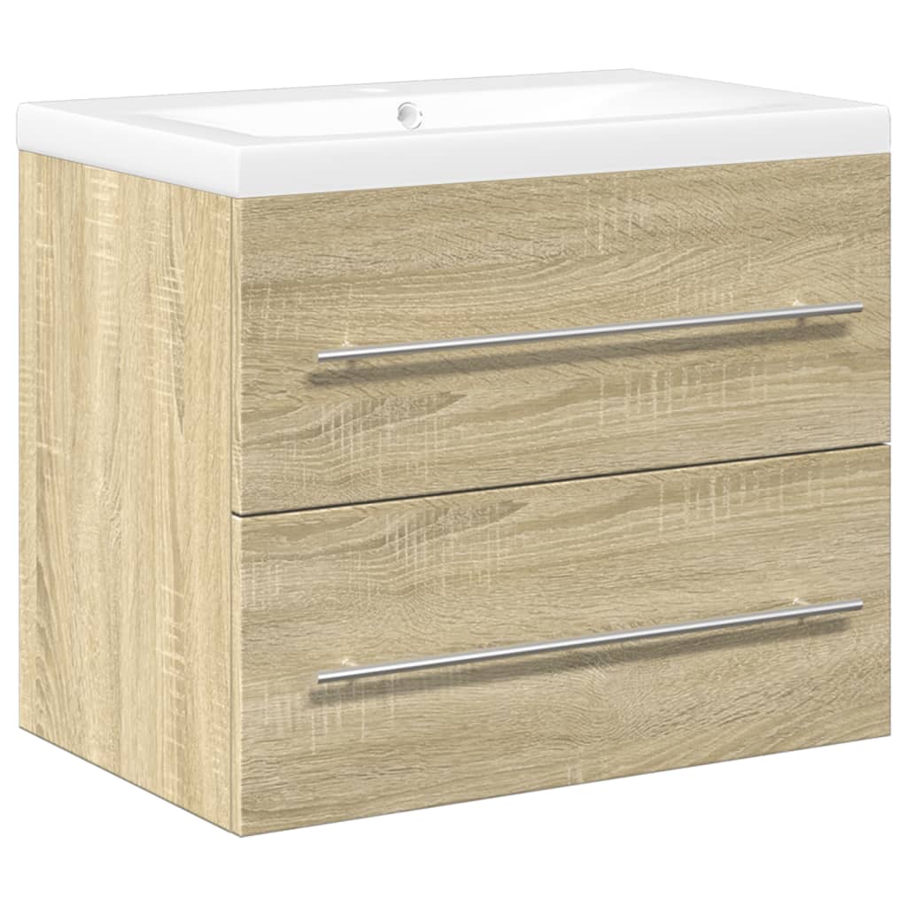 vidaXL Set mobilier de baie, 2 piese, stejar sonoma, lemn prelucrat