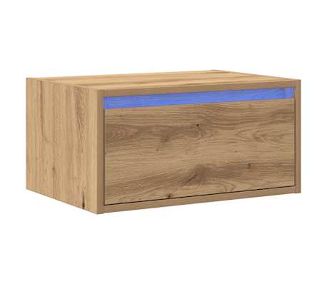 vidaXL Wall-mounted Bedside Cabinet with LED Lights Artisan Oak
