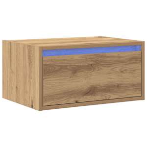 vidaXL Wall-mounted Bedside Cabinet with LED Lights Artisan Oak