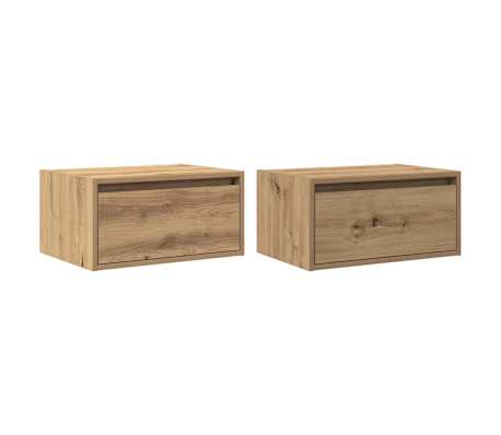 vidaXL Wall-mounted Bedside Cabinets with LED Lights 2 pcs Artisan Oak