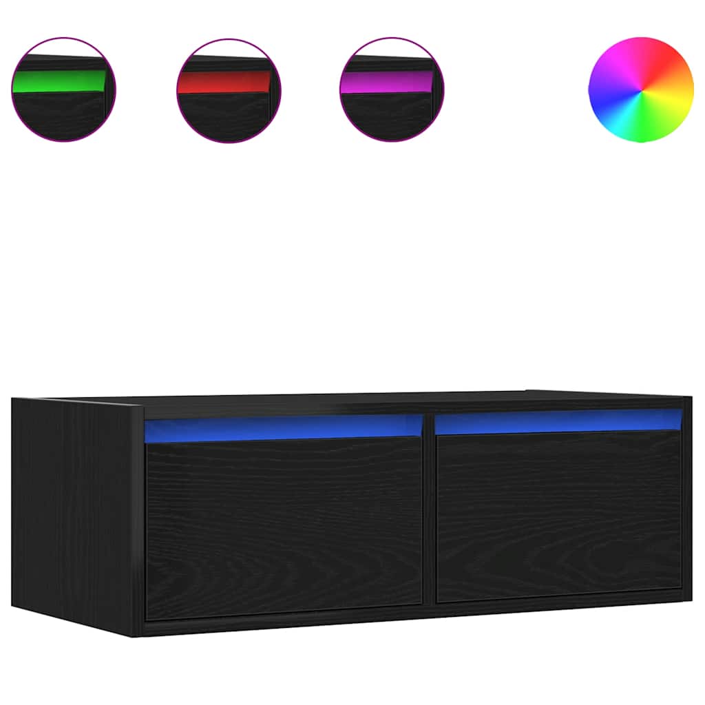 Thumbnail - vidaXL TV-Schrank mit LED-Leuchten Schwarz Eichen-Optik 75x35,5x25 cm